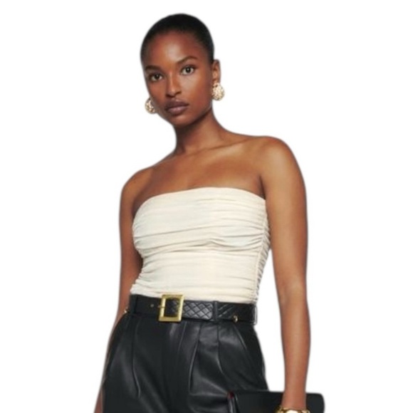 Reformation Tops - Reformation Addie Cream Velvet Ruched Corset Top Size 12